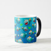 たくさんの笑顔の魚 モーフィングマグカップ (正面右)