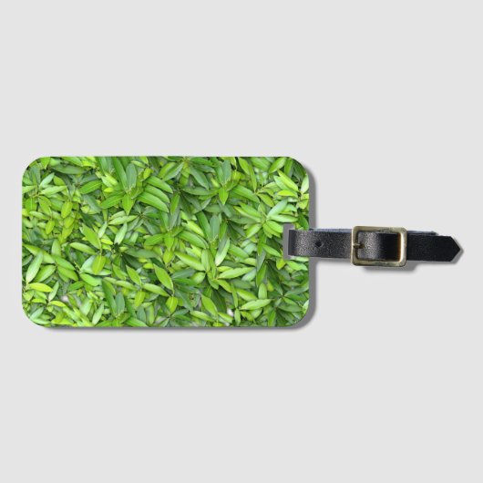 たくさんの美しい緑葉の ラゲッジタグ (正面横)