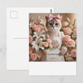 たくさんの花に囲まれた猫　早く回復してね ポストカード (正面/裏面)