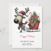 たくさんの贈り物を運ぶかわいいトナカイ|過去記事 シーズンカード (正面)