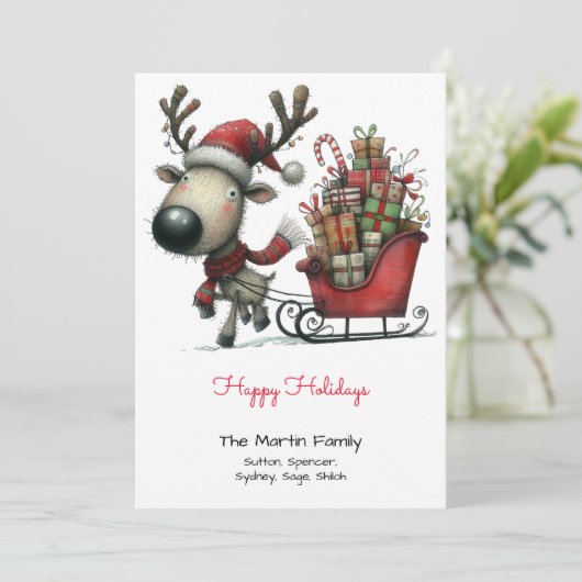 たくさんの贈り物を運ぶかわいいトナカイ|過去記事 シーズンカード (スタンド正面)