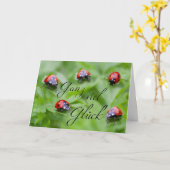 たくさんの運が降り注ぎますように - たくさんのてんとう虫と共に！ カード (黄色い花)