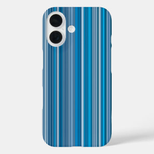 たくさんの青いストライプ iPhone 16ケース