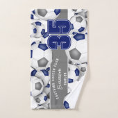 たくさんの青い灰色のサッカーボールのチームのスピリットギフト ハンドタオル (ハンドタオル)