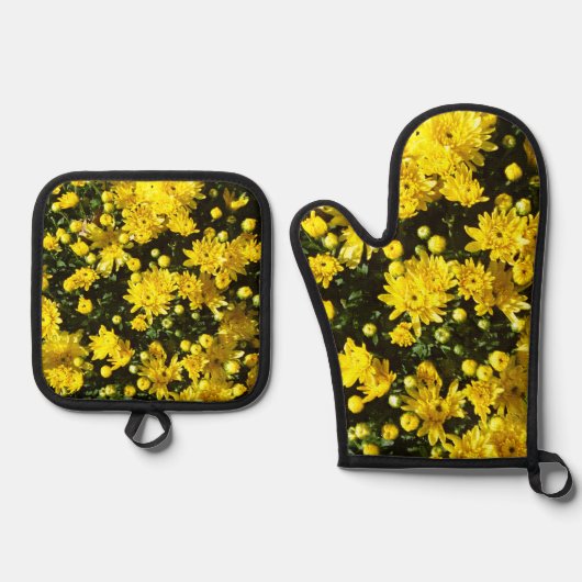 たくさんの黄色い梅 鍋つかみ&鍋敷きセット (正面)