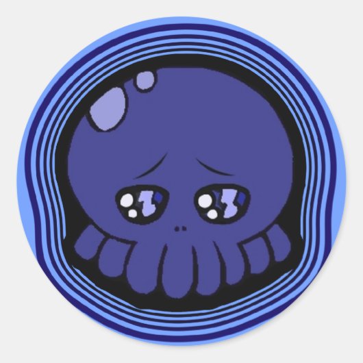 たこちゃん悲しいステッカー ラウンドシール (正面)