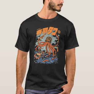 たこ寿司アタックタコ怪獣シーフードイカ波 Tシャツ