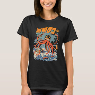 たこ寿司アタックタコ怪獣シーフードイカ波 Tシャツ