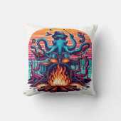 たこ遊の太鼓の火カラフル焚 クッション (正面)