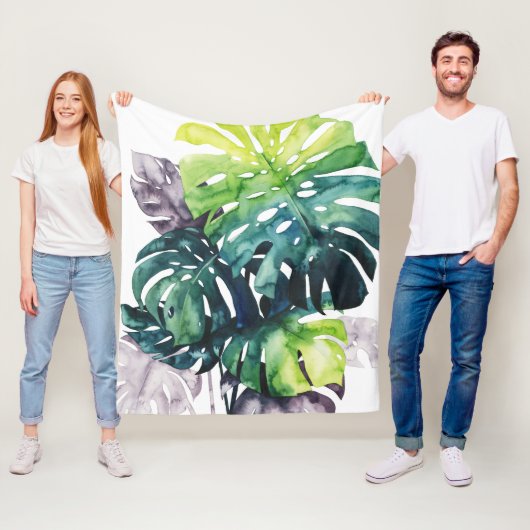 たそがれのやし-割れた葉 フリースブランケット (インサイチュ)