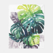 たそがれのやし-割れた葉 フリースブランケット (正面)