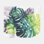 たそがれのやし-割れた葉 フリースブランケット (正面(横))