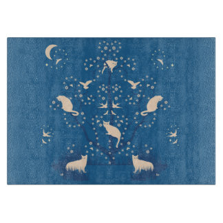 たそがれの雄猫のガラスまな板 カッティングボード