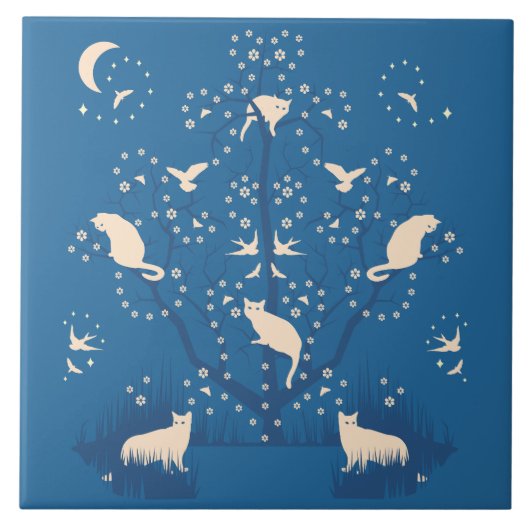 たそがれの雄猫の大きいセラミックタイル タイル (正面)