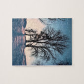 たそがれの青空の冬の木 ジグソーパズル (横)