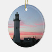 たそがれのScituateの古い灯台 セラミックオーナメント (左)