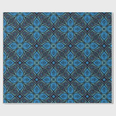 たそがれ光る花，青，花，花びら，黒 ラッピングペーパー (フラット)