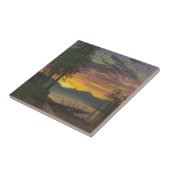 たそがれ、タホ湖、c.1870s (キャンバスの油) タイル (側面)