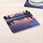 たそがれ、ターンおよび三日月形の月 スクエアペーパーコースター (アングル)