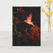 たそがれ、華麗さのハチドリの挨拶状 カード (黄色い花)