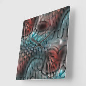 たたいたガラスを通して爬虫類の皮膚のように見える スクエア壁時計 (傾斜)