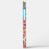 たたきガラスの下で開花した桃とアクア Case-Mate iPhoneケース (裏面 / 左)