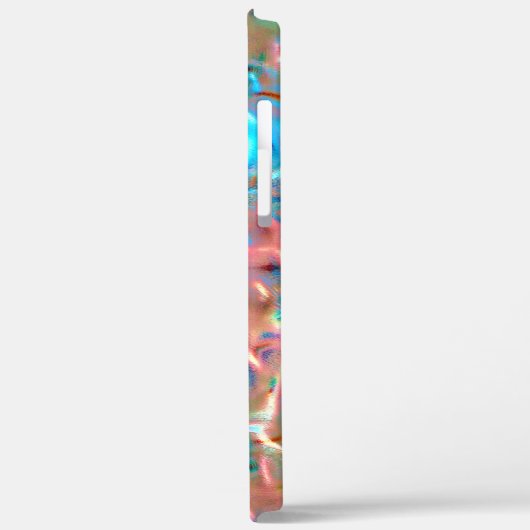 たたきガラスの下で開花した桃とアクア Case-Mate iPhoneケース (裏面 / 左)