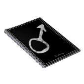 たたき銀の様式化された惑星火星のシンボル ノートブック (右側)