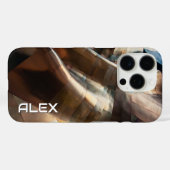 たたき銅テクスチャ – オーガニック抽象芸術メタリック Case-Mate iPhoneケース (裏面 (横))