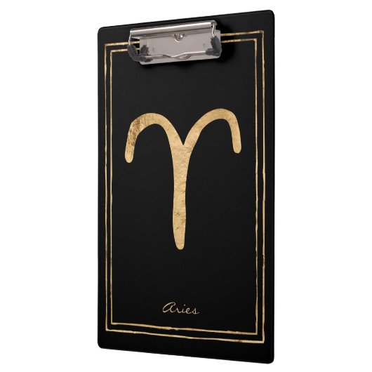 たたく金ゴールドのスタイル化された星占いのシンボル クリップボード (左)