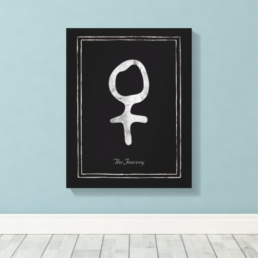 たたく銀の様式化された惑星ビーナスのシンボル キャンバスプリント (インサイチュ (ウッドフロア))