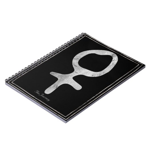 たたく銀の様式化された惑星ビーナスのシンボル ノートブック (左側)