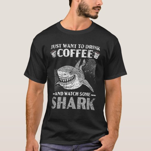 ただおもしろいコーヒーを飲んで車を見たい Tシャツ (正面)