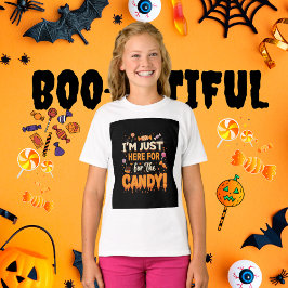 ただお菓子目当て! - ハロウィンの女の子用 Tシャツ