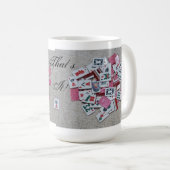 ただそれだけ! ピンクのグリッターのタイルのマグ コーヒーマグカップ (正面右)