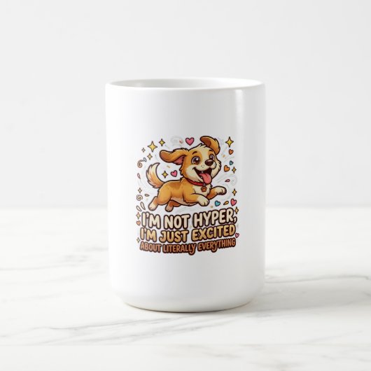 ただただワクワクしてるだけ | かわいいパピーGIF コーヒーマグカップ (中央)