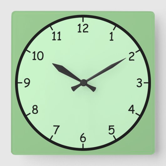 ただのおもしろいとカラフル緑の壁時計 スクエア壁時計 (正面)