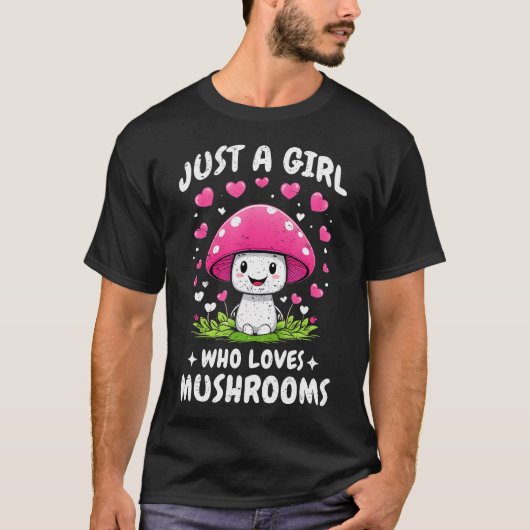 ただのきのこが好きな女の子 キノコ好き キノコラブ Tシャツ (正面)