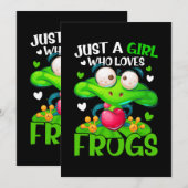 ただのカエルの女の子 キッズ ガール カエル 招待状 (正面/裏面)