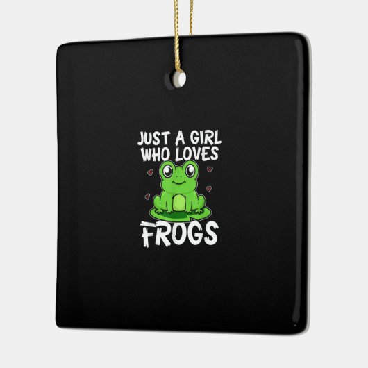 ただのカエル好きの女の子 |かわいいグリーンカエルのプレゼント セラミックオーナメント (左)