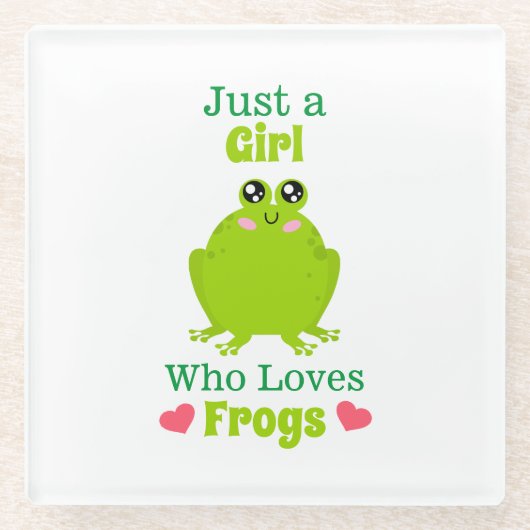 ただのカエル好きの女の子 ガラスコースター (正面)