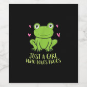 ただのカエル好きの女の子 | Cute Frog Girl Gives ワインラベル (シングルラベル)
