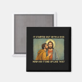 ただのキスだったのに jesus & judas ミーム 冗談 マグネット (正面/裏面)