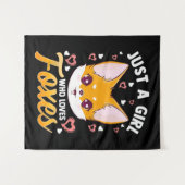 ただのキツネ好きな女の子 キッズ ガールズ かわいいキツネ タペストリー (正面(横))