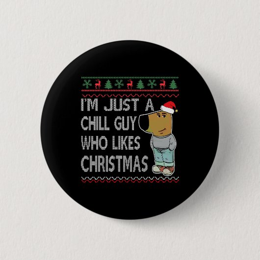 ただのクリスマス好きなインドア男子 クリスマスの楽しみ 気持ち悪い 缶バッジ (正面)