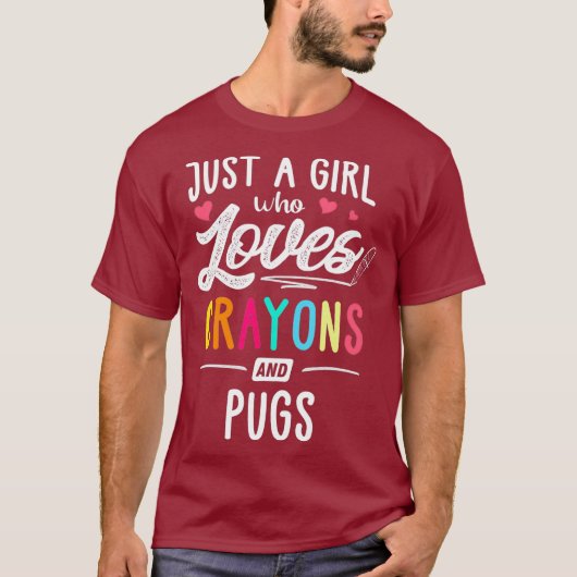ただのクレヨンとパグが大好きな少女 Tシャツ (正面)
