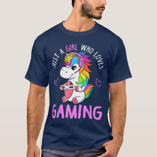 ただのゲームが好きなかわいいゲーマー少女ユニコーンジ Tシャツ