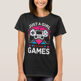 ただのゲーム好きな女の子 ピンクとブルーのレトロゲーマー Tシャツ