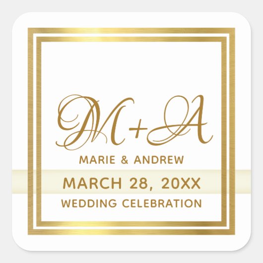 ただのシンプルシック結婚なモノグラムの スクエアシール (正面)