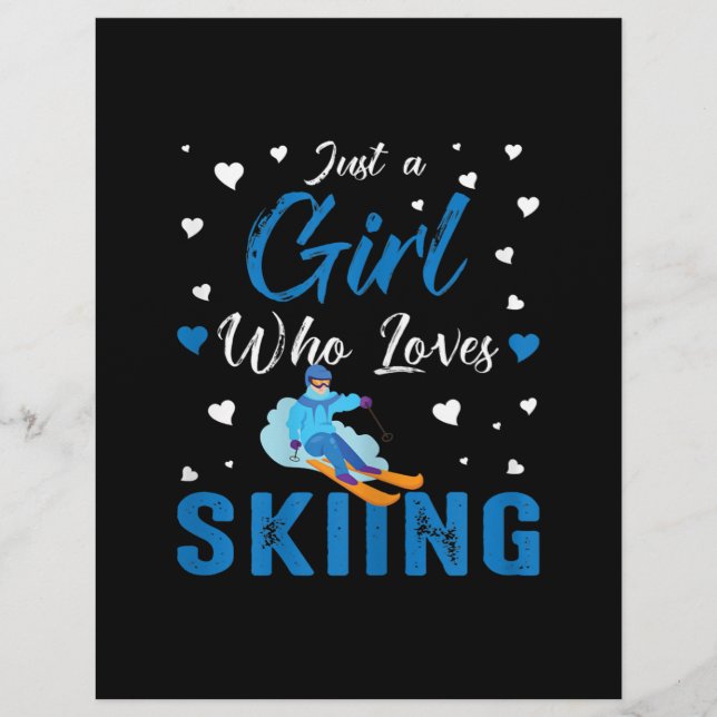 ただのスキーが好きな女の子のユーモアたっぷりのウィンタースポーツギフト レターヘッド (正面)